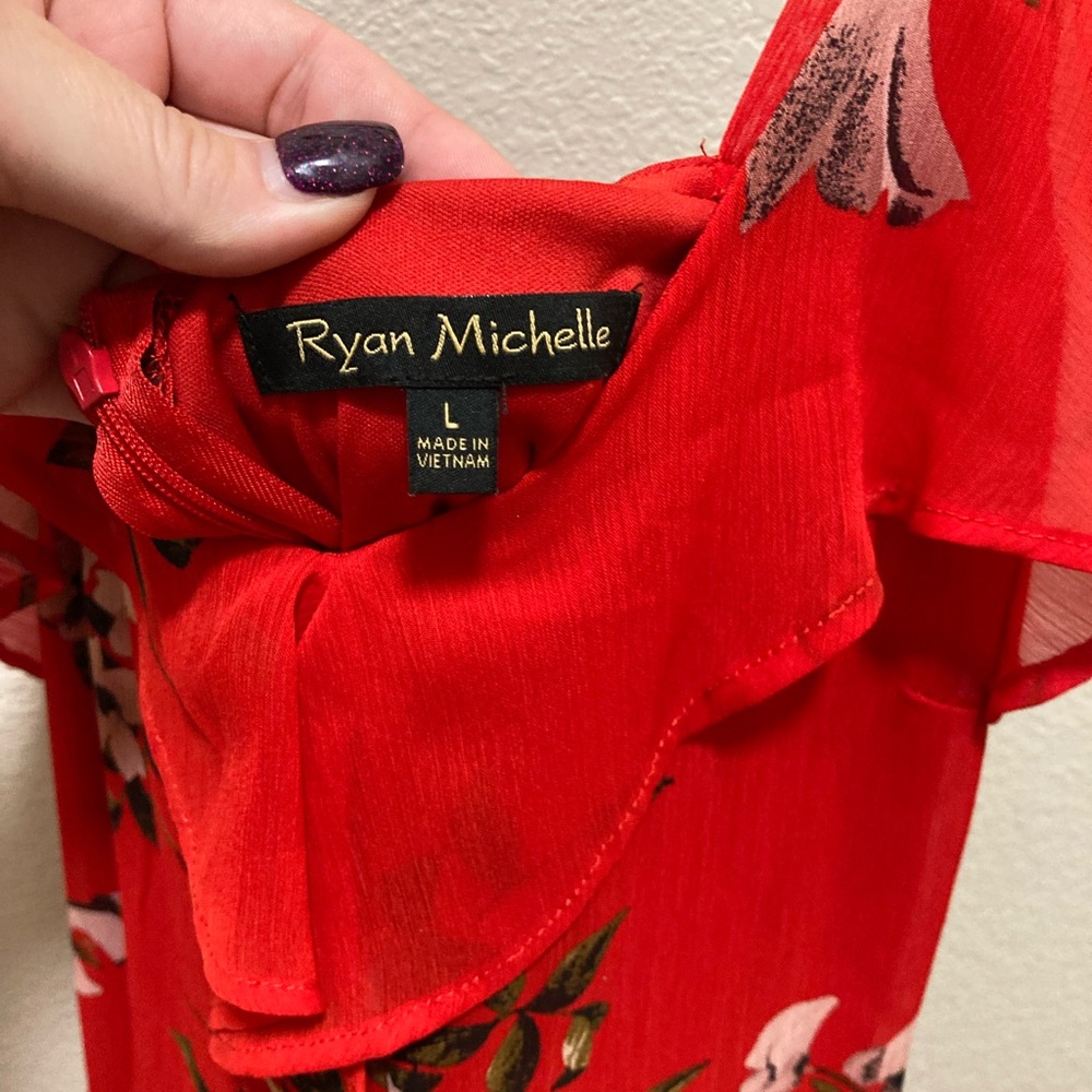 Ryan Michelle Ruffle Floral Dress Size Large - Picture 8 of 11